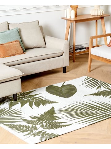 Beliani Kurzflor BARZAH in Grün/Weiß - (W) 140 x (H) 140 x (L) 200 cm