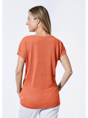 GOLDNER Kurzgröße:  Shirt in Leinenoptik in mandarine