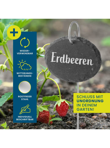 HOBERG Pflanzschilder Set Schiefer oval 20-tlg. 40cm anthrazit/grau grau