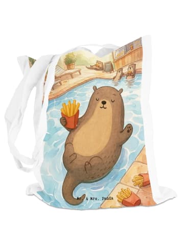 Mr. & Mrs. Panda Shopping Tasche Otter Schwimmbad Pommes Design ... in Weiß