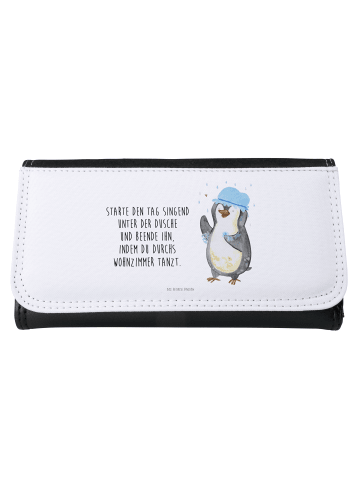 Mr. & Mrs. Panda Damen Portemonnaie Pinguin Duschen mit Spruch in Weiß