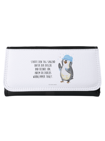 Mr. & Mrs. Panda Geldbeutel Damen Pinguin Duschen mit Spruch in Weiß