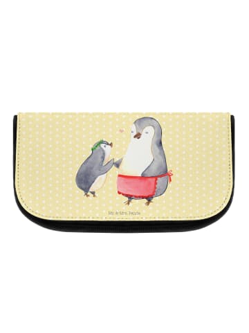 Mr. & Mrs. Panda Kosmetiktasche Pinguin mit Kind ohne Spruch in Gelb Pastell