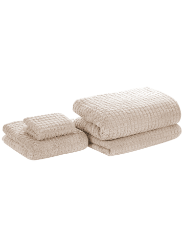 Beliani 4er-Set Handtuch ATAI in Beige