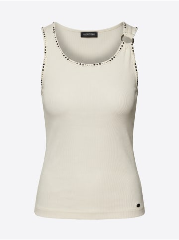 KOROSHI Damen-Tanktop mit Glitzer in weiß