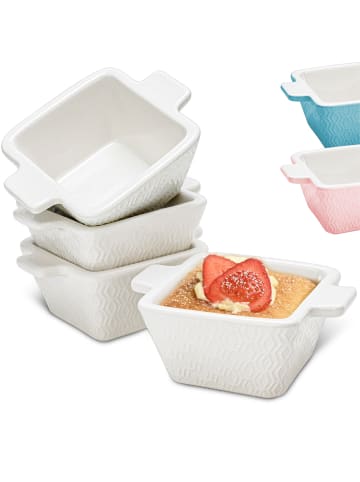 Praknu Mini Auflaufform Keramik 4er Set Stapelbar - Extra Hoch - Kratz und