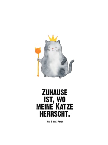 Mr. & Mrs. Panda Feldflasche Katze König mit Spruch in Weiß