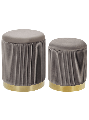 Beliani 2er-Set Pouf MIRAMAR in Grau/Gold