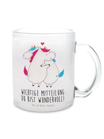 Mr. & Mrs. Panda Glas Einhorn Mitteilung mit Spruch in Transparent