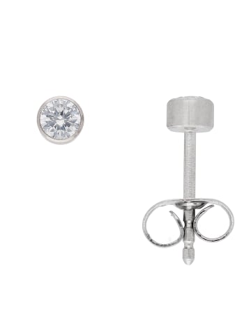 Adeliás Edelstahl Ohrringe / Ohrstecker mit Zirkonia Ø 3,5 mm in silber