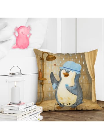 Mr. & Mrs. Panda Sofa Kissen Pinguin Duschen Design ohne Spruch in Weiß