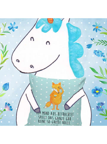 Mr. & Mrs. Panda Kissen 40x40 Fuchs Lord mit Spruch in Türkis Pastell