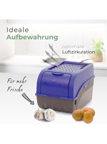 Novaliv Kartoffel Aufbewahrungsbox | 2x klein 3,5L | Marine BLAU | Zwiebelbox in blau