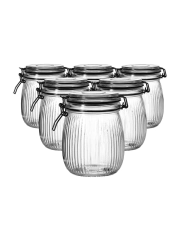 Ritzenhoff & Breker 6er Set Vorratsgläser mit Clip-Verschluss Lumos in 750 ml in transparent
