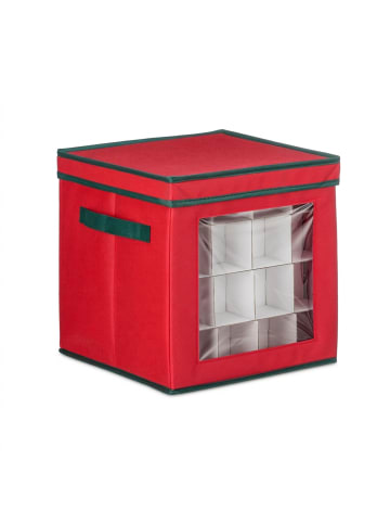 relaxdays 2 x Weihnachtskugel-Aufbewahrungsbox in Rot/ Grün - (B)32 x (H)33 x (T)32 cm