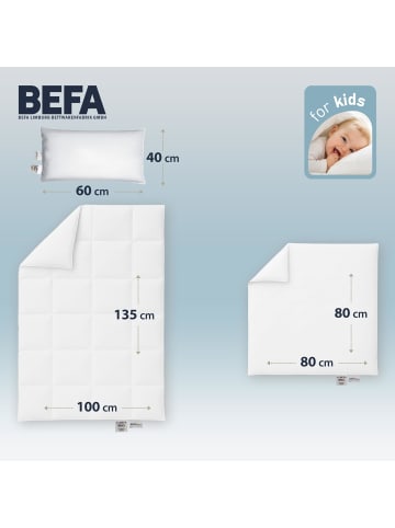 Befa Kinderbett Set warm Decke + Kissen 90 % Daune in Weiß