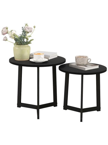 HOMCOM Couchtisch Set-Ø48 x 45H cm-Schwarz