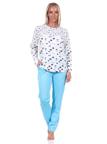 NORMANN langarm Schlafanzug Pyjama TupfenPunkte - 72338 in blau