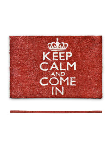 relaxdays Fußmatte Keep calm in Rot - (B)60 x (T)40 cm