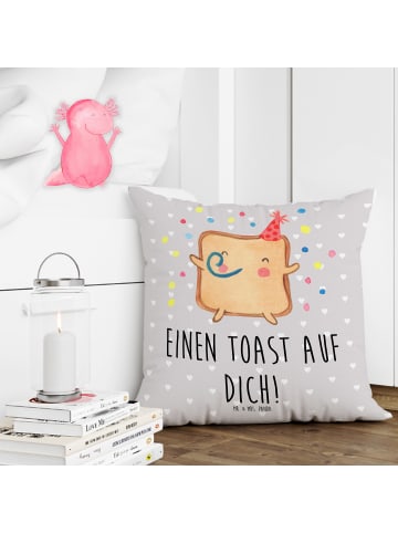 Mr. & Mrs. Panda Dekokissen Sofa Toast Party mit Spruch in Grau Pastell