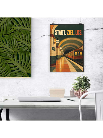 Wandbild U-Bahn nostalgisch Design mit Spruch in Weiß