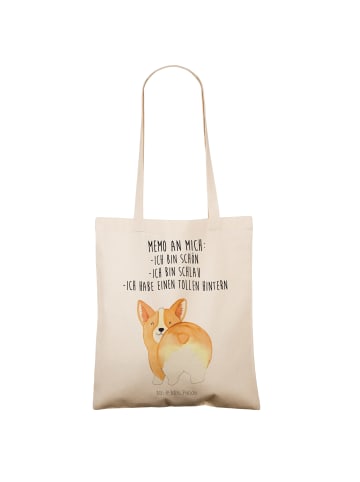 Mr. & Mrs. Panda Tote Bag Corgi Po mit Spruch in Creme