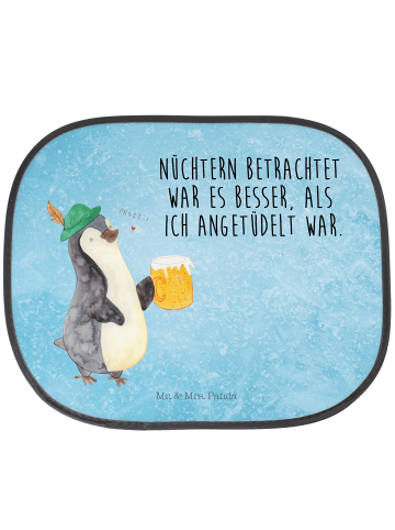 Mr. & Mrs. Panda Sonnenschutz Auto Pinguin Bier mit Spruch in Eisblau