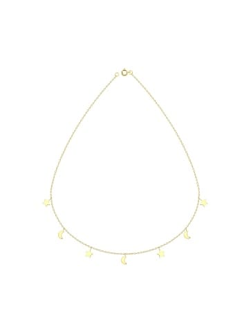Alexander York Kette PLÄTTCHEN-MOND und STERNE in Gold aus 925 Sterling Silber in gold