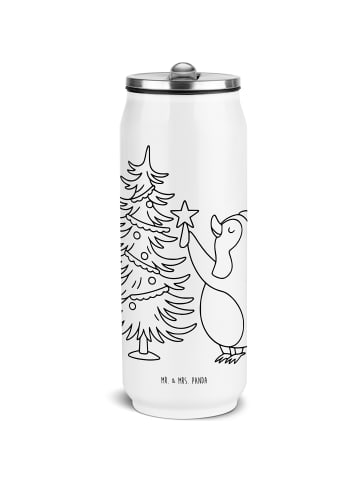 Mr. & Mrs. Panda Trinkflasche Pinguin Weihnachtsbaum ohne Spruch in Weiß
