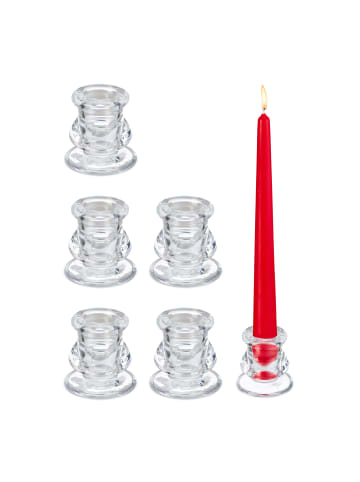 relaxdays 12 x Stabkerzenhalter in Transparent