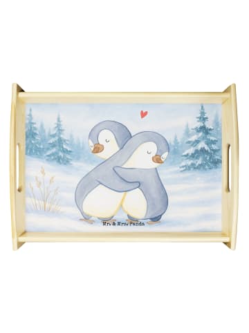 Mr. & Mrs. Panda Servierplatte Pinguine Kuscheln Design ohne Spruch in Weiß