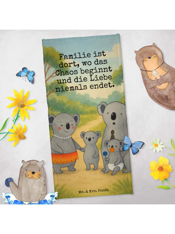 Mr. & Mrs. Panda Handtuch Koala Familie Design mit Spruch in Grau Pastell