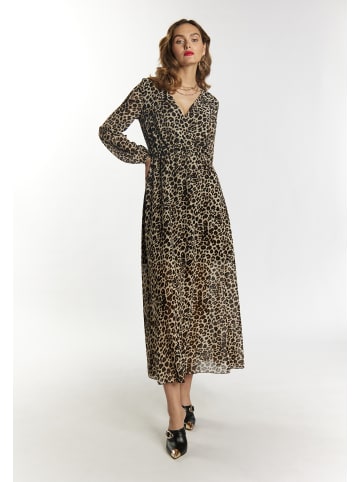 faina Maxikleid Mit Leoprint in Beige Leo