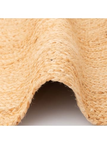 Pergamon Naturfaser Teppich Jute Salsa Natur Rund in Beige