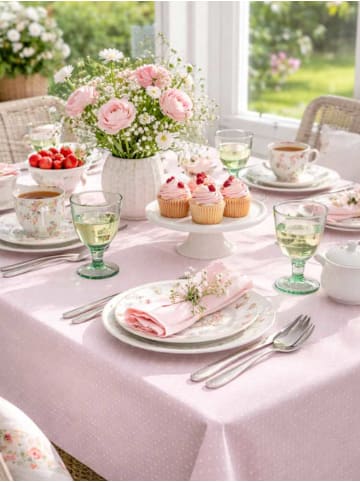 Greengate Tischdecke DOTTY PALE PINK Rosa mit weißen Punkten 150x150