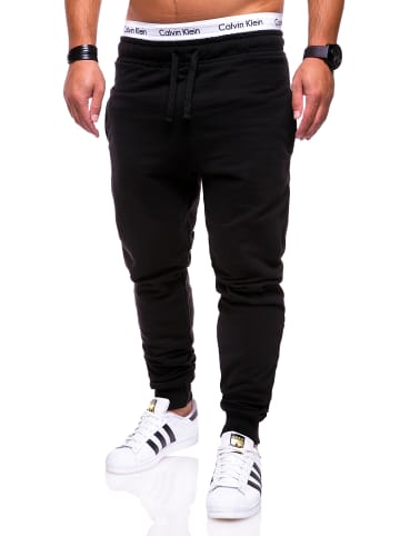 behype Jogginghose - MPBOSTON Lange Sporthose Basic Trainingshose in Schwarz