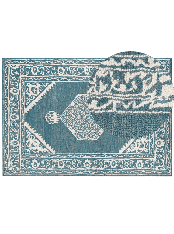 Beliani Kurzflor GEVAS in Blau/Weiß - (W) 160 x (H) 230 x (L) 230 cm