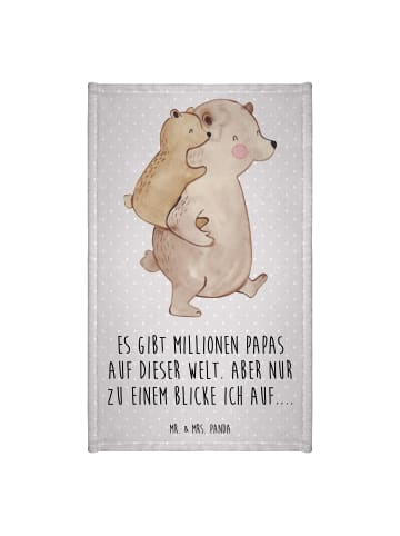 Mr. & Mrs. Panda Gästehandtuch Papa Bär mit Spruch in Grau Pastell