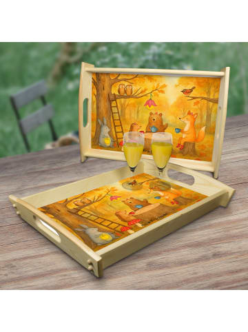 Mr. & Mrs. Panda Holz Servierbrett Waldtiere Picknick Design ohn... in Weiß