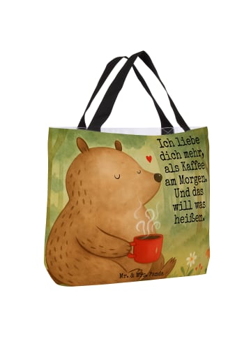 Mr. & Mrs. Panda Tote Bag Bär Morgenkaffee Design mit Spruch in Weiß