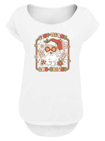 F4NT4STIC Long Cut T-Shirt Stay Merry And Bright Hippie Santa in weiß