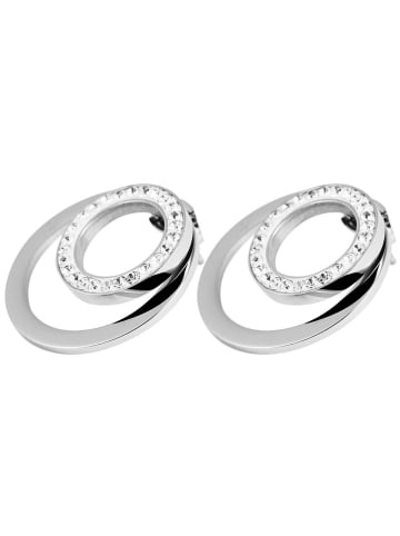 Adeliás Damen Ohrringe – Ohrstecker aus Edelstahl mit Strass Steinchen in silber