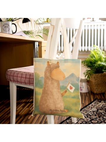 Mr. & Mrs. Panda shopping bag Alpaka Fahne Design ohne Spruch in Weiß