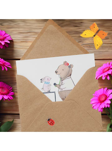 Mr. & Mrs. Panda Einladungskarte Tierarzt Helden mit Spruch in Weiß