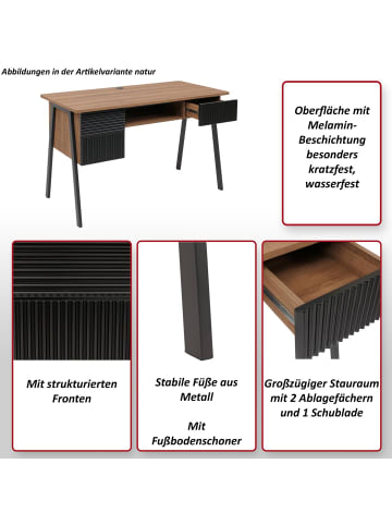 MCW Schreibtisch O40 78x120x60cm, Walnuss-Optik