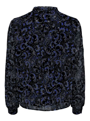 JACQUELINE de YONG Langarm Bluse Print Paisley Muster V-Neck Tunika Top JDYEMILY in Blau