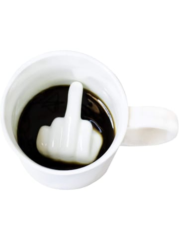 i-Total Kaffeetasse Teetasse Keramik 300 ml 3D-Innenseite Motiv Mittelfinger