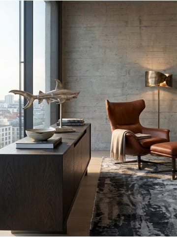 KADIMA DESIGN Dekofigur Hai Aluminium Silber Maritim 70 cm mit Sockel, Design in Silbern