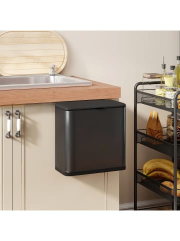 HOMCOM Mülleimer-29,7L x 17,4B x 30H cm-Schwarz