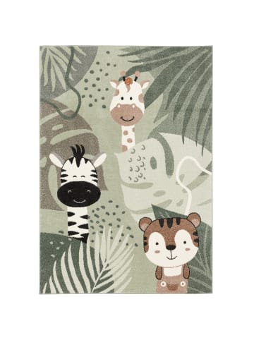 Pergamon Kinder Teppich Softstar Kids Safari Animal Friends in Groen